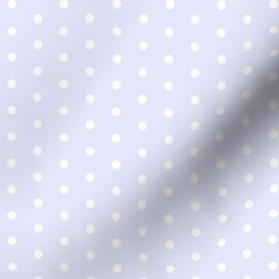 White quarter inch polka dot on Digital Lavender