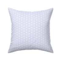 White quarter inch polka dot on Digital Lavender