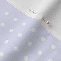 White quarter inch polka dot on Digital Lavender