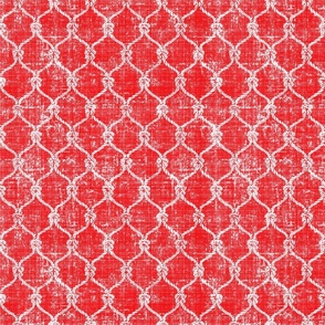 12 in Repeat - Distressed Nautical Fishing Net Design on Red