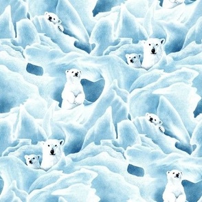 Arctic Glacier Polar Bear Family - steel blue small scale 