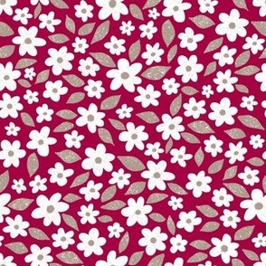 ditsy floral fuchsia daisy pattern
