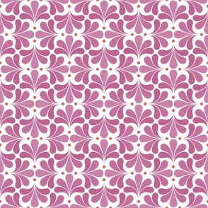 In Bloom Mini- Peony- Petal Solids Coordinate- Coral- Fuchsia- Raspberry- White- Spring-Vintage Bold Geometric Floral- 70's Retro- Home Decor- Geometric Wallpaper