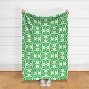 In Bloom Medium- Grass and Lime Green- Petal Solids Coordinate- Green Grass- Kelly Green- White- Spring-Vintage Bold Geometric Floral- 70's Retro- Home Decor- Jumbo Scale Wallpaper