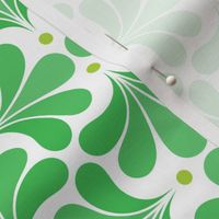 In Bloom Mini- Grass and Lime Green- Petal Solids Coordinate- Green Grass- Kelly Green- White- Spring-Vintage Bold Geometric Floral- 70's Retro- Home Decor- Jumbo Scale Wallpaper
