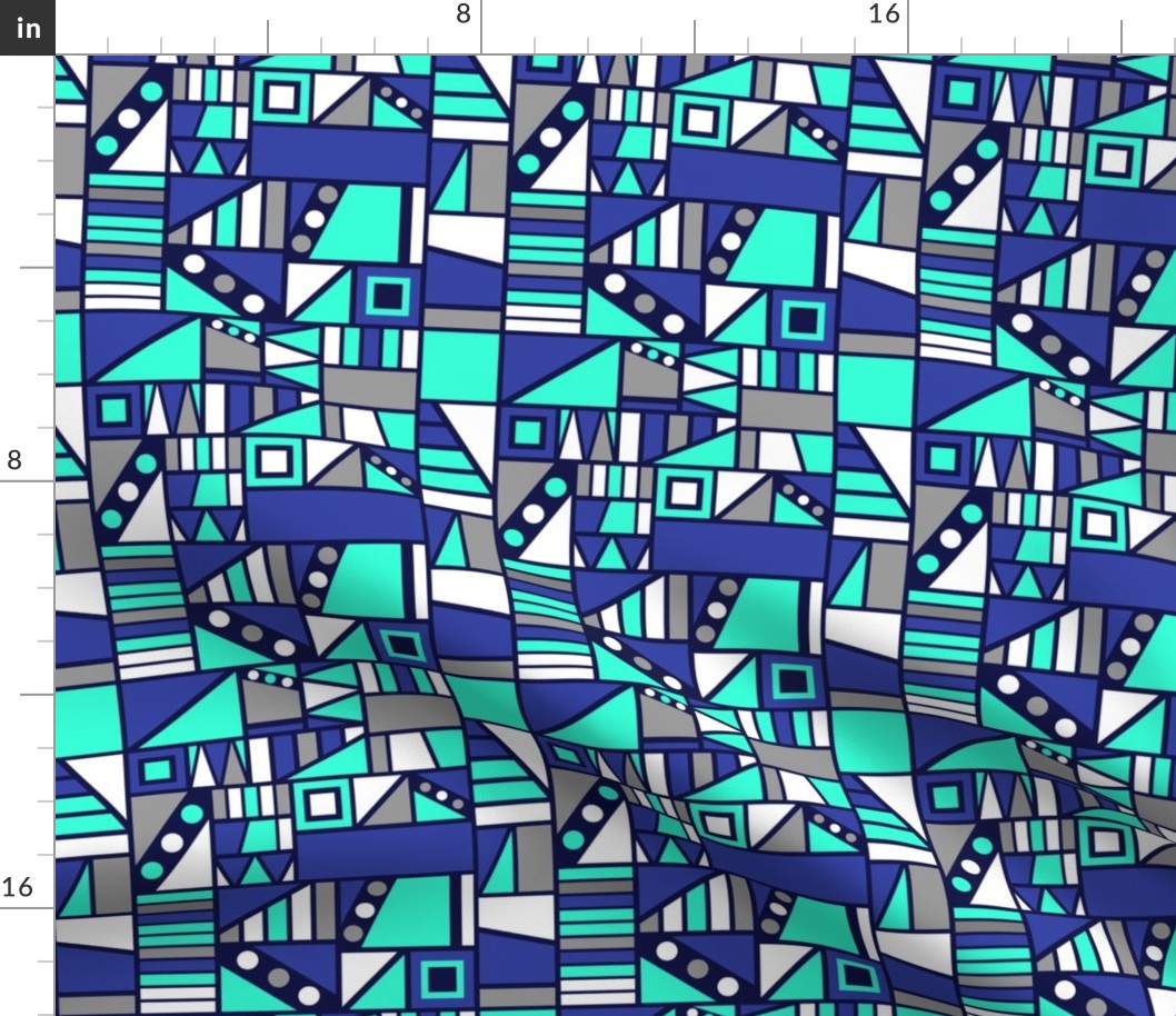 Geometric Pattern Blue Turquoise