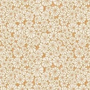 Wavy Daisy - ditsy scale - Dusty Orange  Apricot- Retro Vintage Flowers Daisies cottagecore