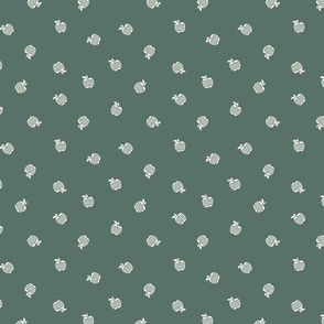 Apples in Basil Green and Cotton White