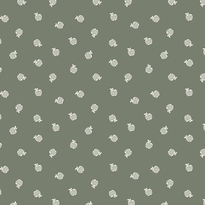 Apples in Sage Green and Cotton White