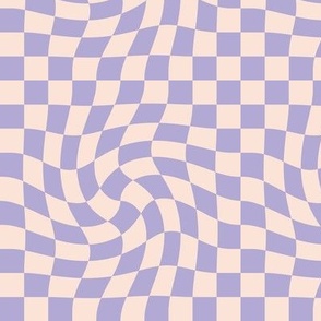 Vintage groovy twirl checkered boho design geometric gingham block print plaid design summer spring lilac blush