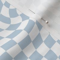Vintage groovy twirl checkered boho design geometric gingham block print plaid design spring summer moody blue white