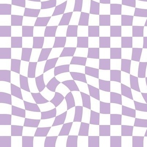 Vintage groovy twirl checkered boho design geometric gingham block print plaid design spring summer lilac purple white