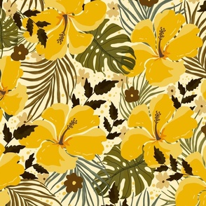 Tropical Yellow Hibiscus 
