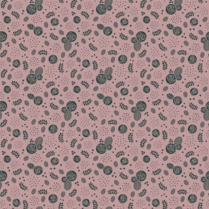 Deco Rose in Mauve - Forest Green (small)