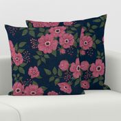 Wild rose blue pink and green dark background L scale