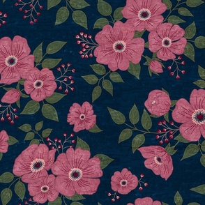 Wild rose blue pink and green dark background L scale
