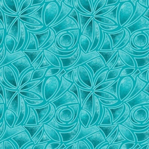 Retro fragments pattern from shades of light blue. The fragments form an abstract floral pattern.