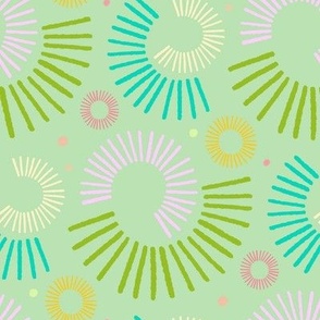 Colorful abstract pattern, Pastel Carnival in light green, large scale