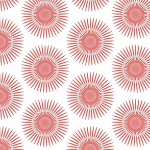 hipnotic coral circles on white background 