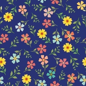 Kitty's Blue Yellow Pink  Floral Color Burst