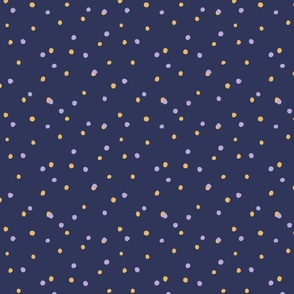 Little dots - purple and yellow with blue background