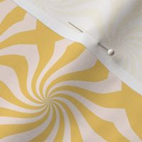 Groovy psychedelic twirl - seventies retro kaleidoscope inspired minimalist swirl design yellow ivory summer SMALL