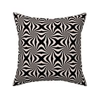 Groovy psychedelic twirl - seventies retro kaleidoscope inspired minimalist swirl design black ivory SMALL