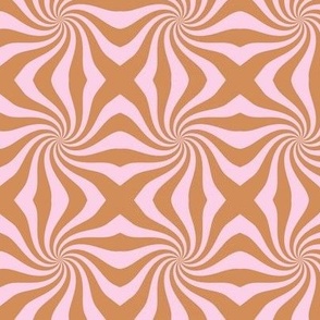 Groovy psychedelic twirl - seventies retro kaleidoscope inspired minimalist swirl design caramel pink blush summer SMALL