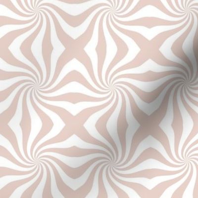 Groovy psychedelic twirl - seventies retro kaleidoscope inspired minimalist swirl design soft beige sand white SMALL