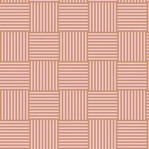 Woven wicker mudcloth design minimalist check texture plaid in pink blush caramel summer