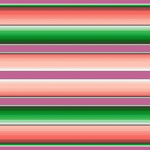Serape Stripes in Coral Pink, Grass Green and Peony Matching Petal Signature Cotton Solids