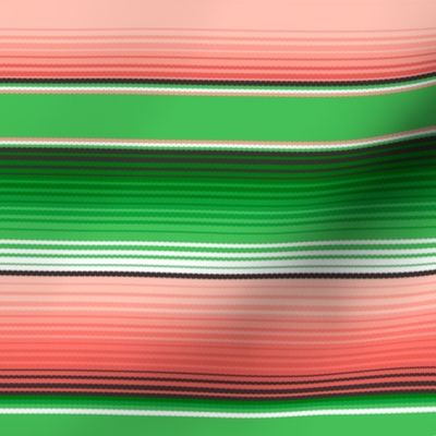 In Bloom Serape Stripes. Grass Green and Coral Pink Matching Petal Signature Cotton Solids