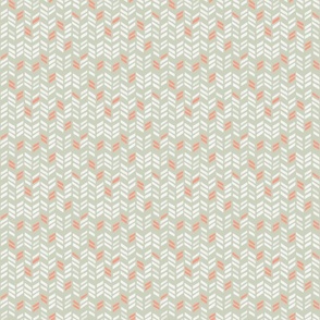 Chevron in sage and peach