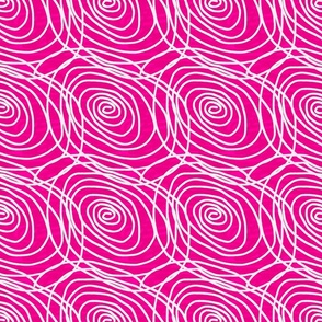 Abstract pattern with white tornadoes and fucsia background.