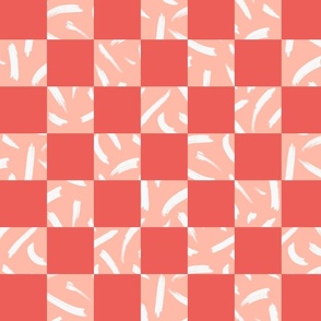 Coral Brushed Checker