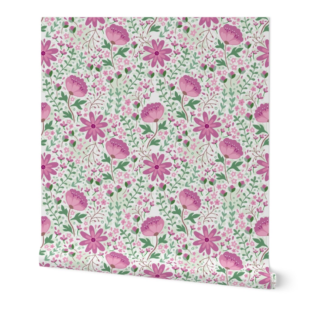 Floral blooming peonies pattern (normal size version)