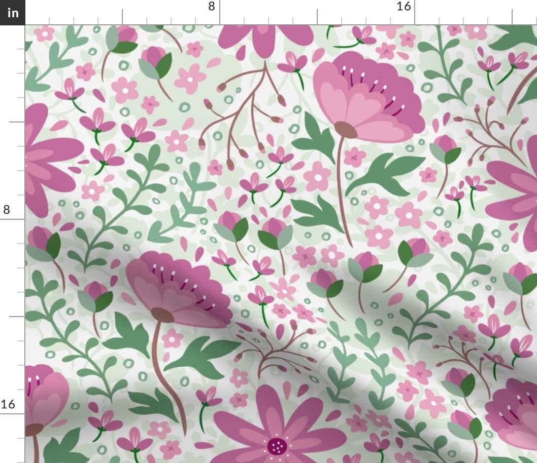 Floral blooming peonies pattern (normal size version)