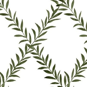 Leafy Trellis olive on White copy