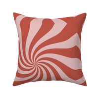 Groovy psychedelic twirl - seventies retro kaleidoscope inspired minimalist swirl design brick red pink LARGE