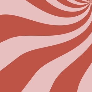 Groovy psychedelic twirl - seventies retro kaleidoscope inspired minimalist swirl design brick red pink LARGE