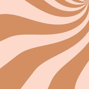 Groovy psychedelic twirl - seventies retro kaleidoscope inspired minimalist swirl design burnt orange blush LARGE