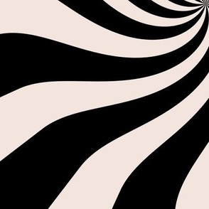 Groovy psychedelic twirl - seventies retro kaleidoscope inspired minimalist swirl design black ivory LARGE