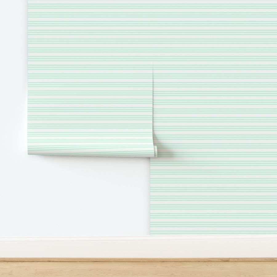 Bandy Stripe: Mint & White Horizontal Stripe