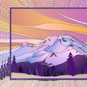 Mount Shasta Purple and Gold Sunset