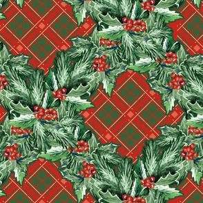 Christmas garland of holly branches