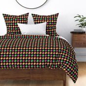 Colorful Bird Houndstooth Checkered Pattern on black