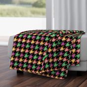 Colorful Bird Houndstooth Checkered Pattern on black