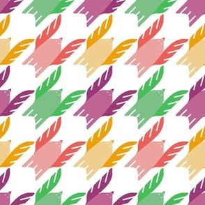 Colorful Bird Houndstooth Checkered Pattern on white