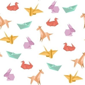 Small Pastel Origami Shapes on White by Brittanylane