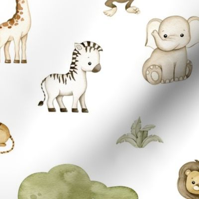 Watercolor Safari Jungle Animals Nursery